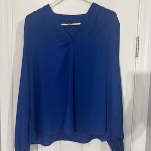 SHEIN Blue Asymmetrical Long Sleeve Blouse